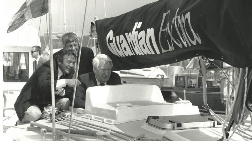 Roger Justice, David Fairhall and Ted Heath at the launch party - the photo that never appeared