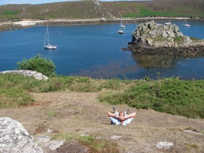 Tony on siesta, Spring Fever in the distance