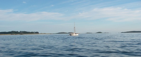 Leaving the Scillies, Tresco in the background