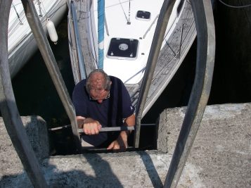 Tony living dangerously, on the way back from lunch.