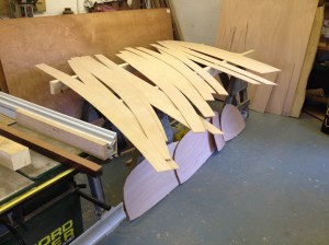 All the planks and the bow and stern transoms cut out.