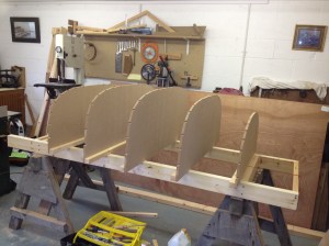 The moulds in place on the frame