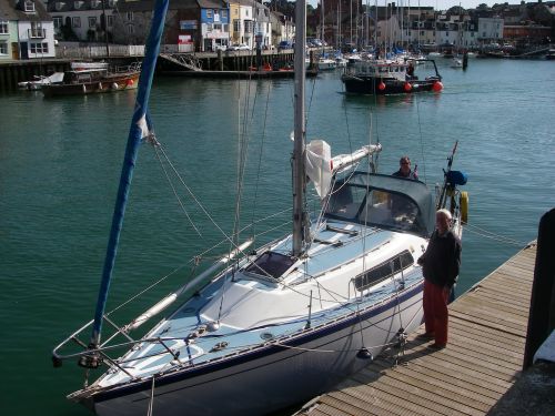 Pepper alongside the pontoon in Weymouth Harbour