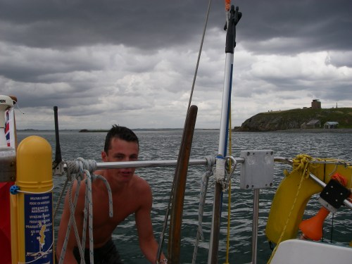 Jamie after a cold plunge