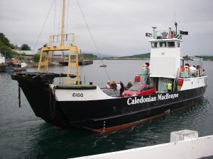 One of the smallest ferries approach the dock at Oban.