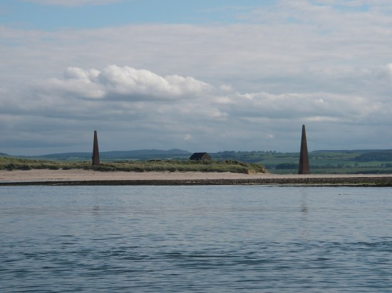 Leading marks on the way into Holy Island.