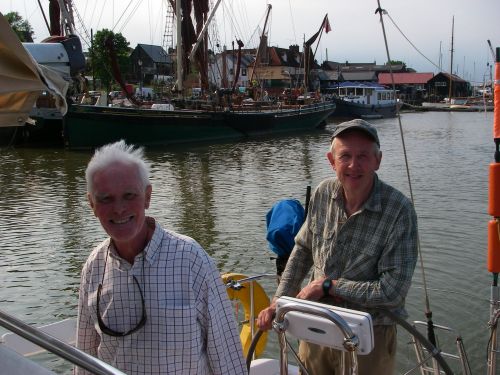 Martin and Peter at Maldon, with a few inches below the keel.